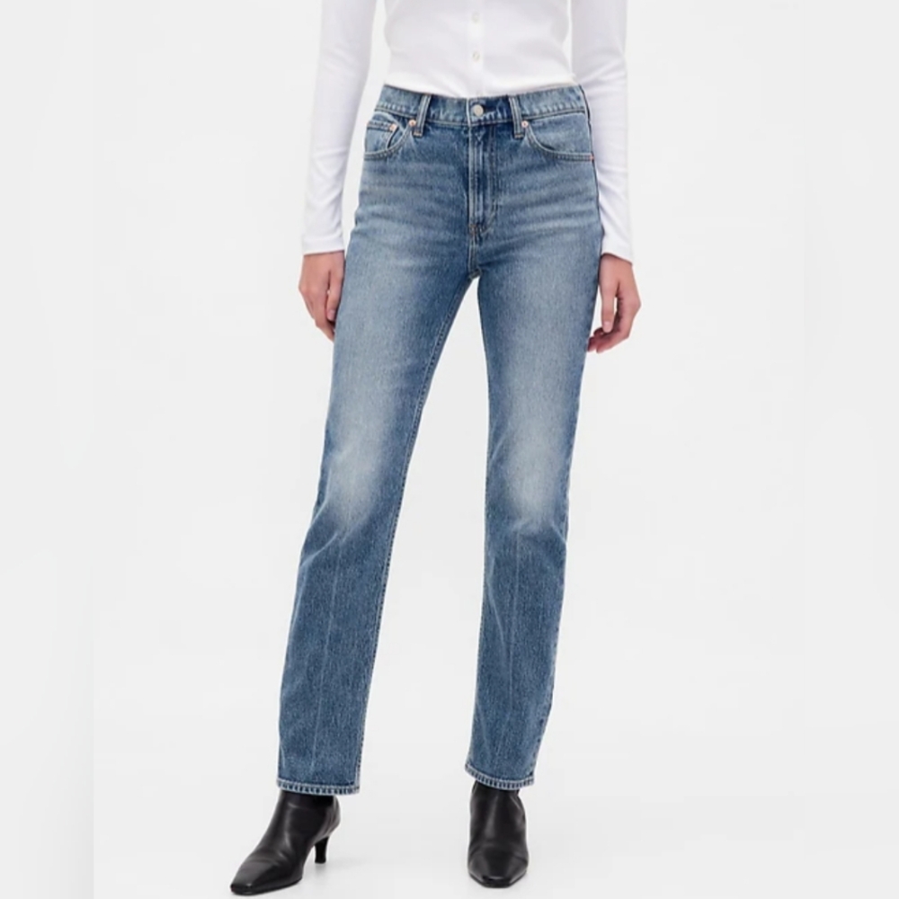 GAP High Rise '90s Slim Straight Jeans 33/16 Tall Medium Indigo LIKE NEW